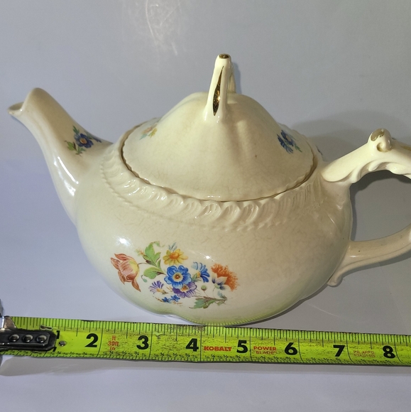 Antique Colorful Floral Harker Ware Teapot - Picture 2 of 10